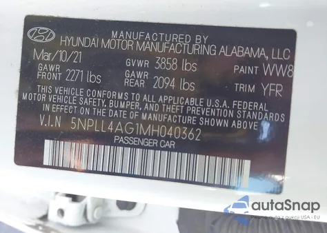 2021 Hyundai Elantra Se z USA, uszkodzony, nr VIN 5NPLL4AG1MH040362